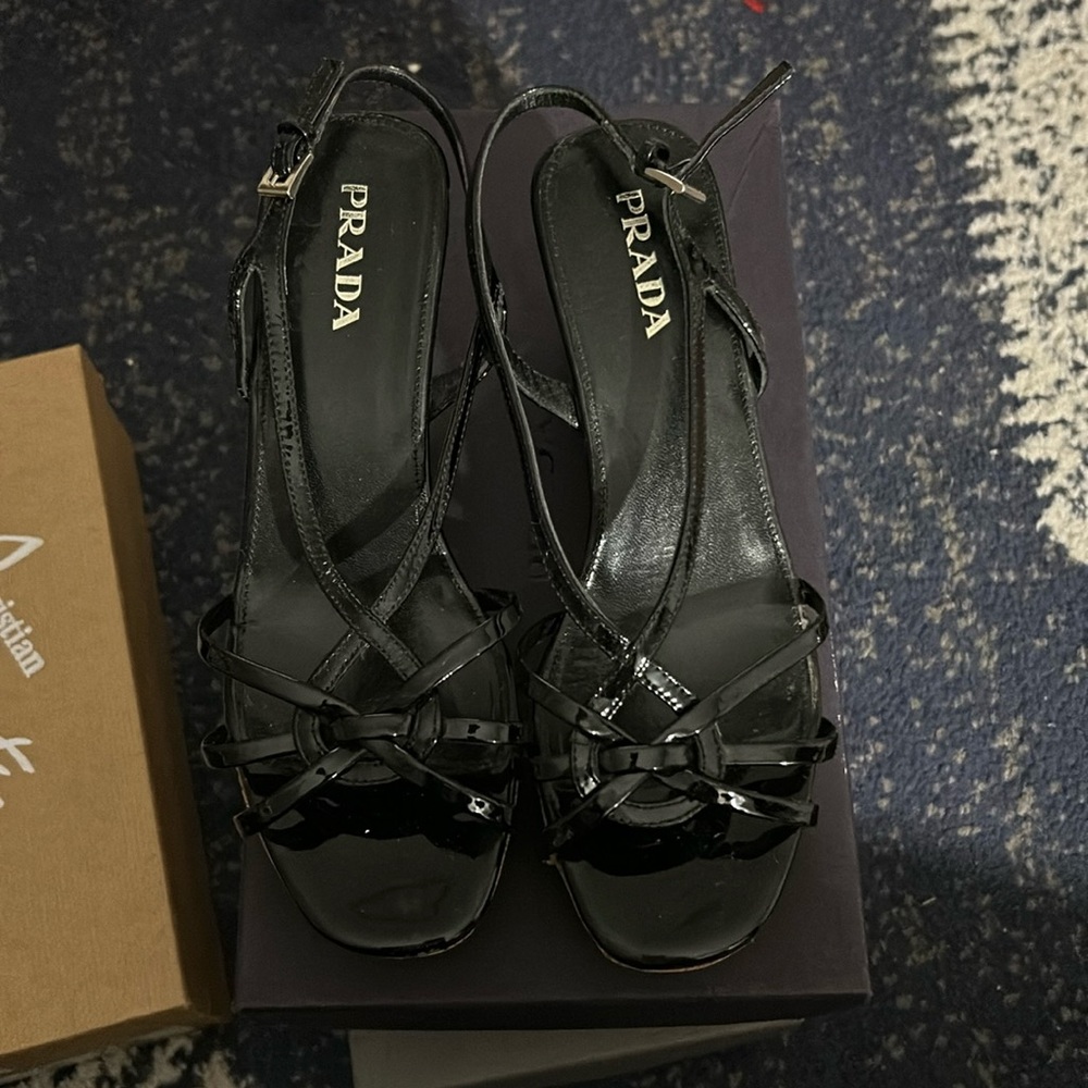 Prada patent leather platform sandals- 7.5